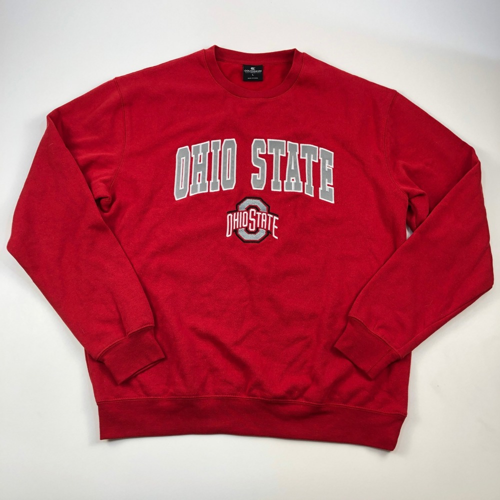 Ohio State Sweatshirt Mens Large Red NCAA Football Buckeyes Colosseum EUC